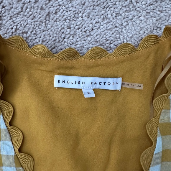 English Factory Mustard Checkered Ruffle Blouse - Picture 4 of 6